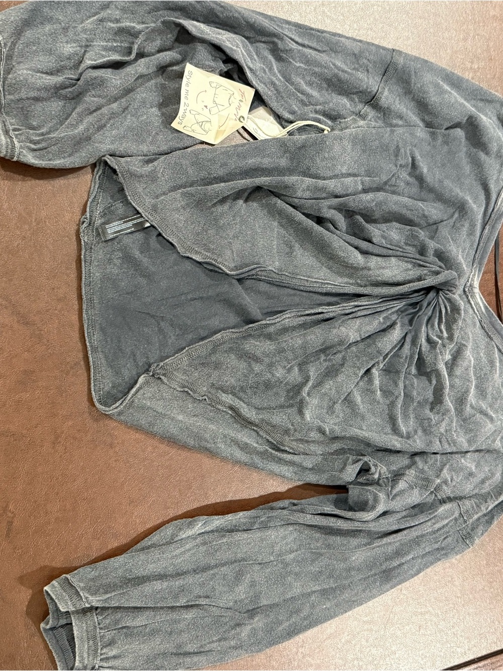NWT free people movement cropped sweater cotton athletic long sleeve tee XS Grey - Picture 3 of 7